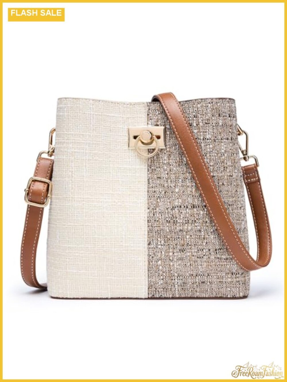 Vegan Leather Bucket Crossbody Bag Multi Pocket Satchel Purse